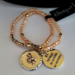 Bubble Bee Charm Beaded Bracelet